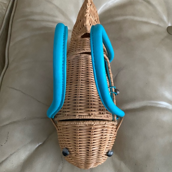 Vintage Wicker Fish Handbag Purse Cappelli Aqua - Picture 10 of 15